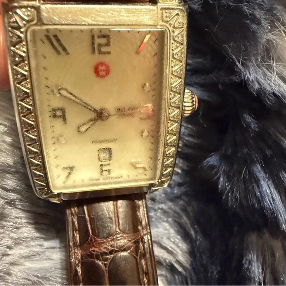 Michele Deco Diamond Bezel Watch 74 Diamonds Swiss Quartz Needs Battery - Picture 7 of 13